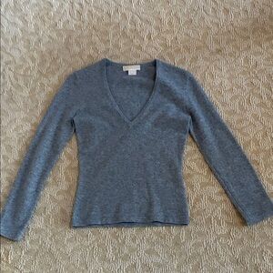 Michael Kors Collection Gray V-Neck Sweater